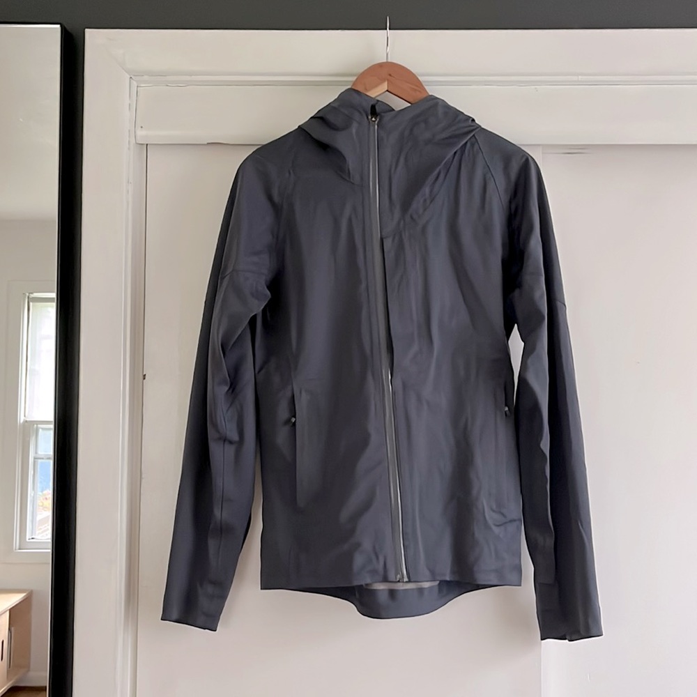 Nau Asymmetric Zip Raincoat in Blue